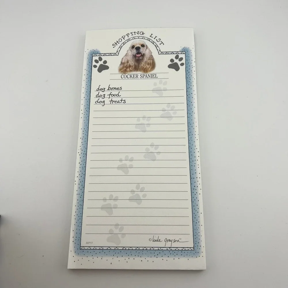 Linda Grayson Cocker Spaniel Magnetic Shopping List Notepad Dog Memo Pad